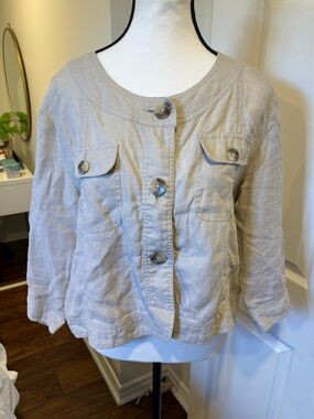 Marvin Richards 100% Linen Utility Jacket Beige XL